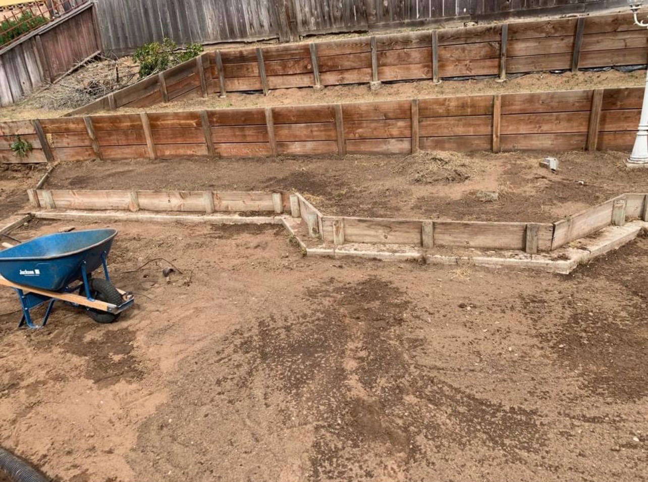 Before - terraced backyard ready for landscaping