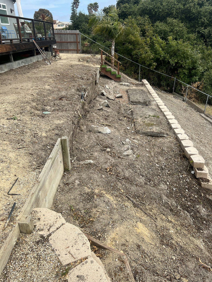 Before - terraced backyard ready for landscaping